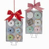 1 Set 2 Assorted 6 Inch Metal Tray with Clay Dough Donuts Ornaments