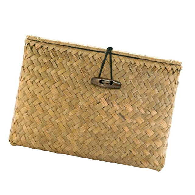 Contenedor de almacenamiento de algas, organizador de escritorio, caja cúbica tejida, cesta, contenedor amarillo