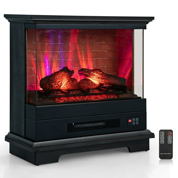 Costway 27" Electric Fireplace Heater Freestanding 1400W Remote Control Timing Function Black