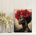 thumbnail image 2 of African American Woman Red Flowers Canvas Wall Art，Suitable for Living Room，Bedroom，Bathroom，Office，Dining Room Decoration, 2 of 8