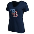 thumbnail image 2 of Women's Navy Tampa Bay Rays Logo Banner Wave V-Neck T-Shirt, 2 of 3