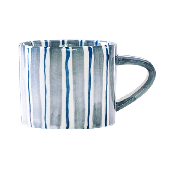 Cup Coffee cup 8 Oz Ceramic Coffee Mug Mug Striped Mugs Ceramic Teacup With Handle for Coffee Cocoa Daily Brews Tea Dishwasher & Microwave Safe,Blue,2.38,Home