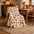 thumbnail image 2 of Thanksgiving Throw Blanket Fall Autumn Harvest Flannel Blanket 70x100cm Cute Pumpkin Maple Leaf Pattern Soft Cozy Plush Sofa Bed Camping Warm Lightweight Cover Holiday Decor Gift, 2 of 6