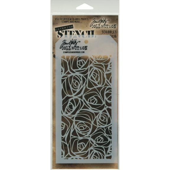 Tim Holtz Layered Stencil 4.125"X8.5"-Scribbles