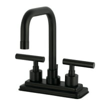Kingston Brass KS6640CML Manhattan Double-Handle 4" Centerset Bathroom Faucet with Brass Pop-Up, Matte Black