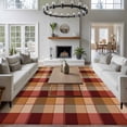 thumbnail image 3 of Brown Buffalo Plaid Area Rugs 5x7 ft Red Geometric Check Abstract Line Gradient Washable Rug Non Slip Indoor Carpet Absorbent Floor Mat for Living Room Bedroom Dining Room, 3 of 9