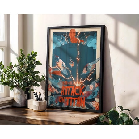Modern Anime Poster Based on Attack On Titan Bright Graphic Illustration for Decor Gaming Space House Interior Gift for Fan Idea Size 24x36 Unframed Poster