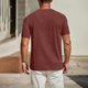 thumbnail image 3 of Pullover de Manga Corta para Hombres de Moda Casual Color Sólido V-Cuello Top Blusas, Poliéster Verano, 3 of 6