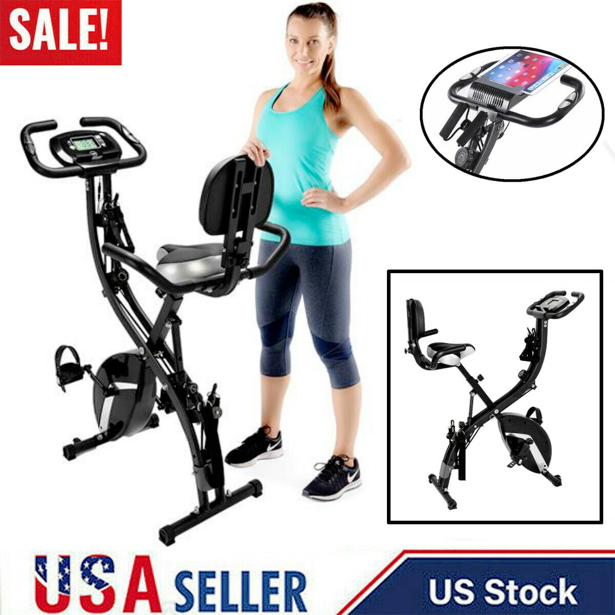Indoor Exercise Slim Folding Bike 3 in 1 Home Stationary Magnetic Cycle Home Use 