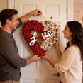 thumbnail image 5 of 15.7" Valentine's Day Wreath, Burlap Heart Shaped Wreath with Love Sign, Romantic Wreaths for Front Door, Valentines Day Holiday and Wedding Decor, 5 of 9