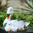thumbnail image 2 of LuxenHome White Resin Swan Family Planter, 2 of 9