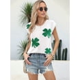 thumbnail image 5 of Sweater Vest Women Fall Clothes Casual V Neck Cap Sleeve Knit Sweaters Floral Print Vest Tops White XL, 5 of 8