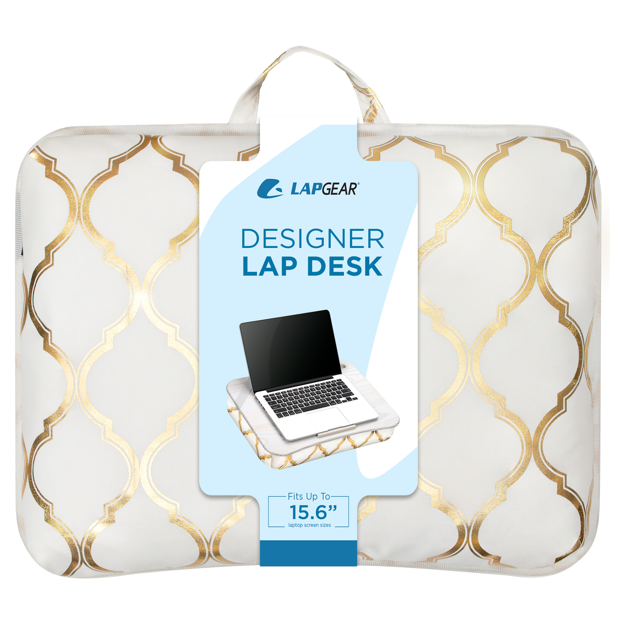 LapGear Designer Lap Desk for up to 15.6" Laptops, Gold Quatrefoil