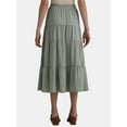 thumbnail image 3 of Time and Tru Women’s and Women's Plus Tiered Midi Skirt with Elastic Waistband, Sizes XS-4X, 3 of 5