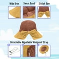 thumbnail image 3 of Straw Sun Summer Hat for Women, Female Wide Brim UPF 50+ UV Protection Bowknot Cap, Stylish Braid Visor, Ladies Foldable Roll Up Packable Floppy Beach Hat with Windproof Chin Strap, Yellow / Carmel, 3 of 5
