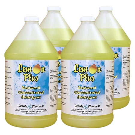 Lemon Plus liquid dishwash concentrated detergent. - 4 gallon