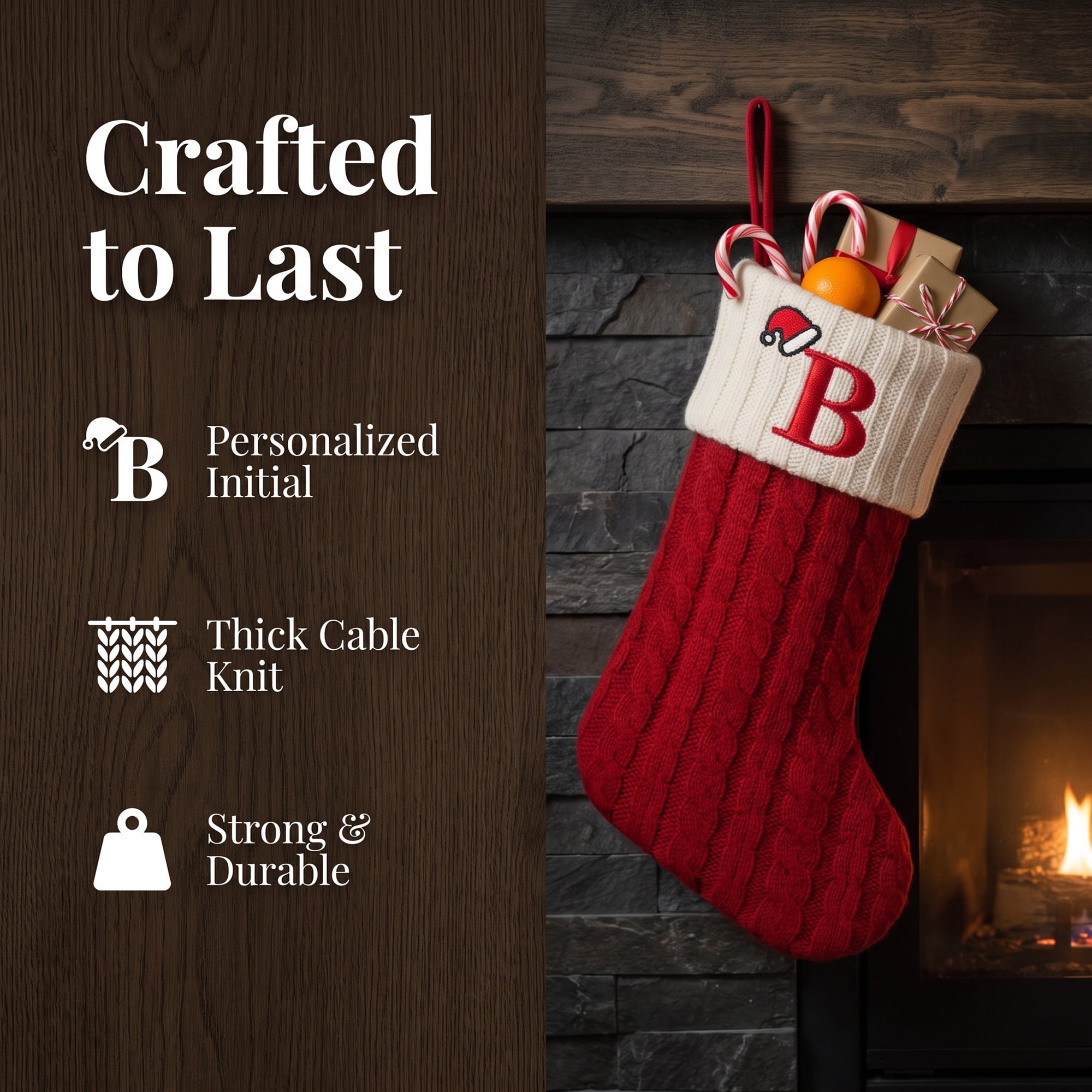 Unique Bargains Cartoon Christmas Luxury Grand Hearth Accent Stocking Letter B 8"