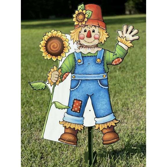 Scarecrow Boy with Sunflower Fall Yard Art Decoration
