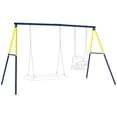 thumbnail image 1 of Qaba Kids Metal Swing Set Supports 150 kg, For Two Swings, Blue, 1 of 10