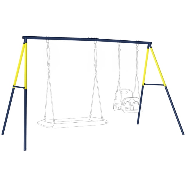 Qaba Kids Metal Swing Set Supports 150 kg, For Two Swings, Blue