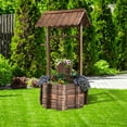 thumbnail image 3 of Costway Outdoor Wooden Wishing Well Bucket Flower Plants Planter Patio Garden Home Decor, 3 of 11