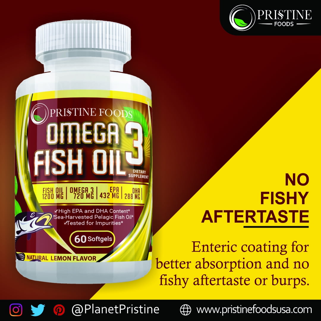 Pristine Food's Omega 3 Fish Oil 1200 Mg Essential Fats Natural Immune