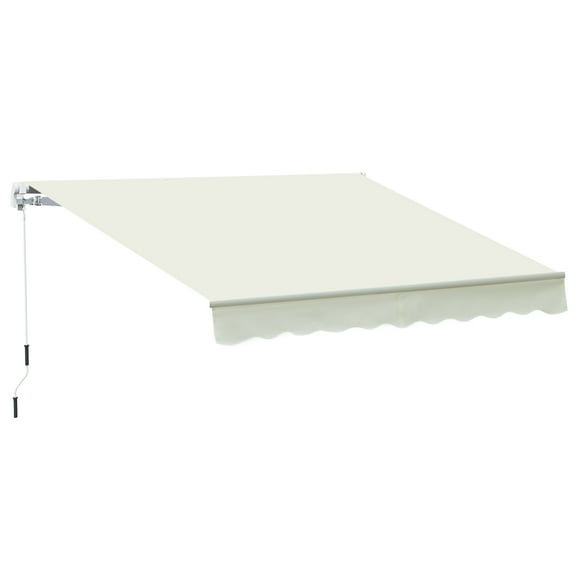 Outsunny 10' x 8' Manual Retractable Awning Shelter w/ Crank, Cream White