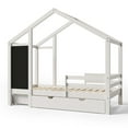 thumbnail image 4 of Yardi Yard Full House Bed with Blackboard and Drawers, Two Shared Beds with Roof, 2 Twin Size House Platform Beds, House Platform Beds with Fence,, White, 4 of 10