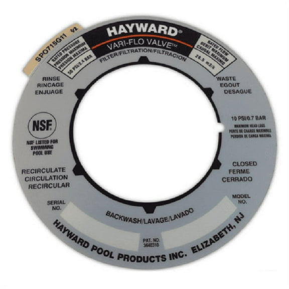 The Pool Supply Shop 5" Silver Hayward Replacement Sand Filter Valve Label