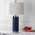 thumbnail image 4 of Safavieh Lighting Collection Column Navy Faux Leather 26-inch Bedroom Living Room Home Office Desk Nightstand Table Lamp (Set of 2) - LED Bulbs Included, 4 of 5