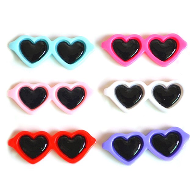 Coofit 18 Pcs Décorations en Résine pour Téléphone Lunettes Cœur DIY Charmes en Résine