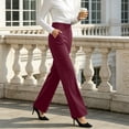 thumbnail image 5 of Dagugfen Athletic Yoga Pants for Women Stretchy Elastic High Waist Straight Leg Activewear Workout Pants(XL,Wine), 5 of 7