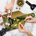 thumbnail image 4 of Winery Cutting Board, Bottle and Glass of Wine and Vineyards of Sunset Countryside Romantic Evening View, Tempered Glass Cutting and Serving Board, Wine Bottle Shape, Green Orange, by Ambesonne, 4 of 5