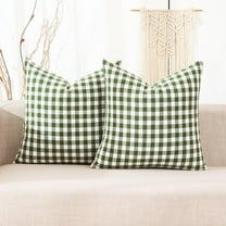 20x20 Sage Green Farmhouse Plaid Pillow Covers Set of 2, Spring Outdoor Checkered Pillow Covers 20 x 20, Green and White Buffalo Plaid Decorative Throw Pillows (No Pillow Inserts)