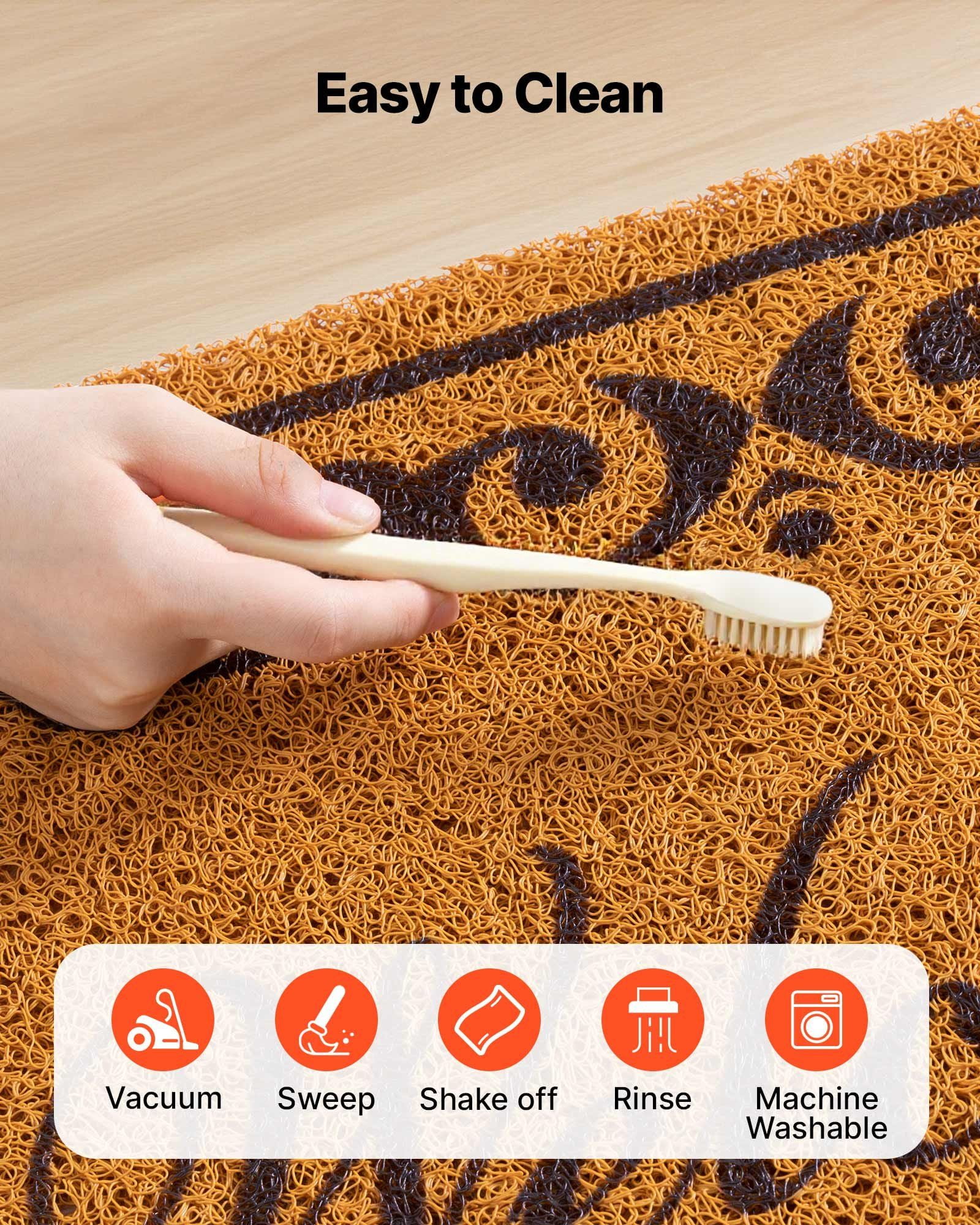 29.5x17 Inch Outdoor Entrance Doormat, All-Weather Faux Coir Welcome Mat with Non-Slip Rubber Backing for Front Door, Porch, Deck