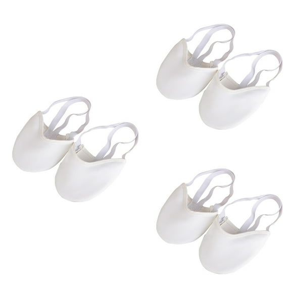 3pcs Half Sole Stretch Women Dance Shoe Exercise Rhythmic Gymnastics Shoes Slippers Non-slip Belly Dancing Shoes for Adult(White,L)