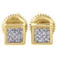 thumbnail image 2 of 10K Yellow Gold Genuine Diamond Pave Studs Mini 4.90mm Square Earrings 0.05 Ct., 2 of 5