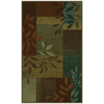 Mainstays Traditional Leaf Block Multi-color Print Area Rug, 1'8"x2'10"'