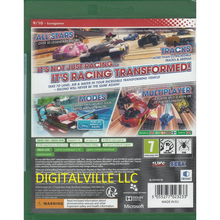 Sonic All Star Racing Transformed Xbox 360 Xbox One Brand New
