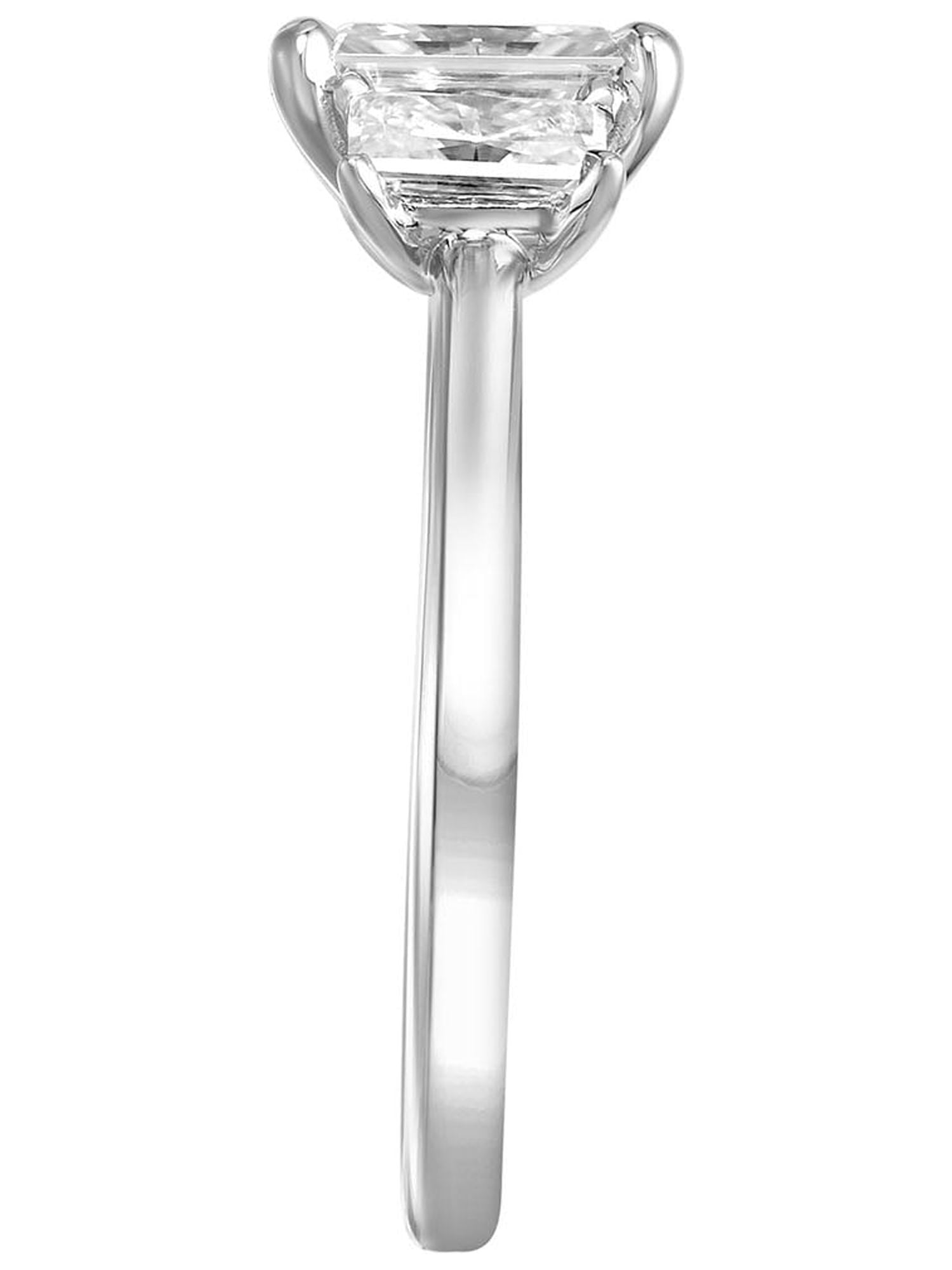 2 Carat DEW Radiant-Cut Moissanite 10K White Gold Three-Stone Engagement Ring