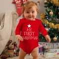 thumbnail image 2 of XDZJLR My First Christmas Baby Boy Outfit Long Sleeve Xmas Cartoon Letter Print Bodysuit Fall Clothes Rompers Red 0-3 Months, 2 of 5