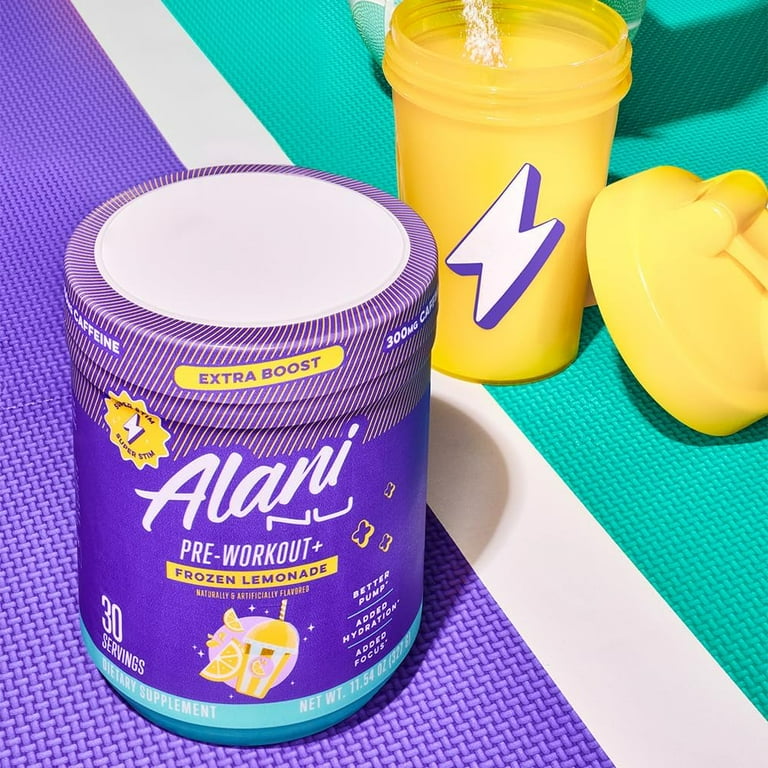 Alani Nu Pre-workout+ Powder, Frozen Lemonade, 30 Servings, 300mg