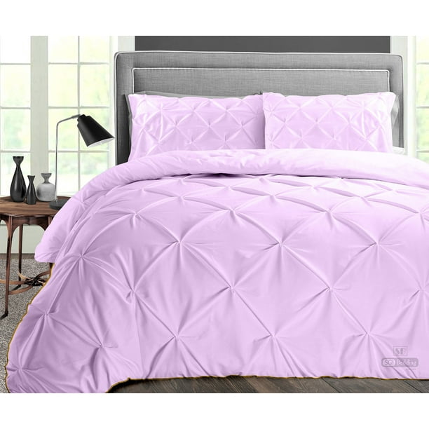 SGI Microfiber Comforter Set Super King Plus Size Lilac Pinch 3 Piece