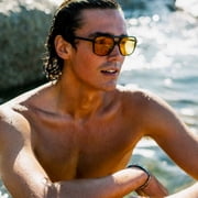 Trendy Orange Yellow Tint Lens Aviator Women Men 70s Glasses Retro Oversized Sunglasses
