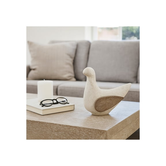 Elegant Bird Sculpture for Home and Bathroom Decor - Minimalist Ornaments Suitable for Office, Room, and Shelf Decor Accent - Decorative Statues for Coffee Table and Living Room Decor - 8", Ivory