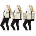 thumbnail image 2 of DALIX Stripe Tote Shoulder Bag Deluxe Cotton Canvas Set of 3 in Black, 2 of 7