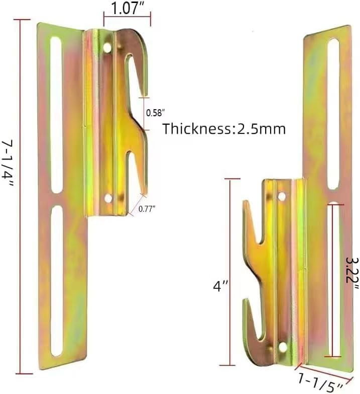 2Pcs 711 Bolt on to Hook on Bed Frame Conversion Brackets with Hardware Hook, Headboard Hook Set,Hook on Bed Frame Brackets Adapter,Hook on Bed Rail