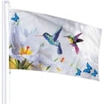 thumbnail image 3 of Bandera de primavera con diseño de pájaros y flores, de 90 x 150 cm, resistente a la decoloración, ideal para exteriores e interiores, ideal para jardín, casa, decoración del hogar, con doble costura, 3 of 6