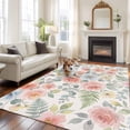 thumbnail image 3 of Pink Watercolor Floral Area Rug 6x9 Washable Rug Non Slip Spring Botanical Leave Flowers Large Area Rug Soft Stainresistant Indoor Floor Carpet for Living Room Bedroom Home Office Dining Room Nursery, 3 of 8