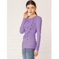 thumbnail image 2 of Women's Cowl Neck Long Sleeves Buttons Decor Ruched Top, 2 of 6